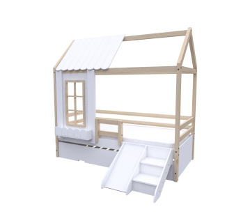 Bicama Solteiro Multifuncional Rubi Casinha Cor: Natural/Branco