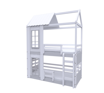 Beliche Solteiro Multifuncional Rubi Casinha Montessoriana Cor: Branco/Cinza